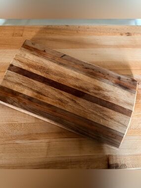 Handmade maple cherry walnut solid wood serving cutting board 16”